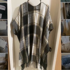PLAID WRAP SHAWL PONCHO